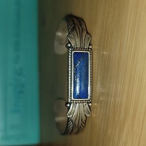 Signed Carolyn Pollack Lapis Cuff Bracelet